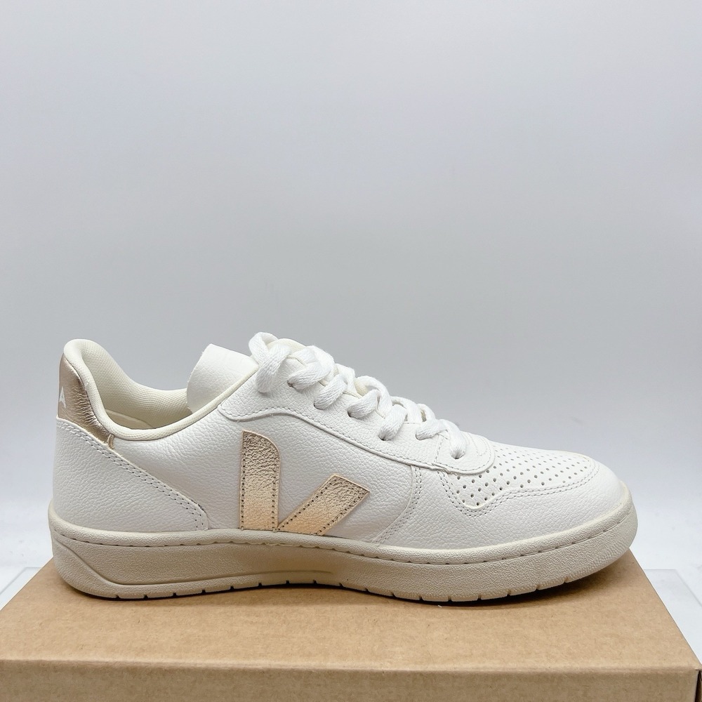 Veja V-10 Womens Fashion Sneakers Chromefree White Platine Leather Lace Up US 10 - Picture 8 of 14